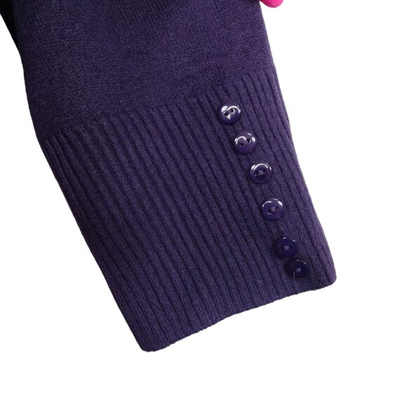 Debbie Morgan Cowl Neck Acrylic Sweater Women Size M Purple 3/4 Sleeve FLAW - Picture 3 of 11